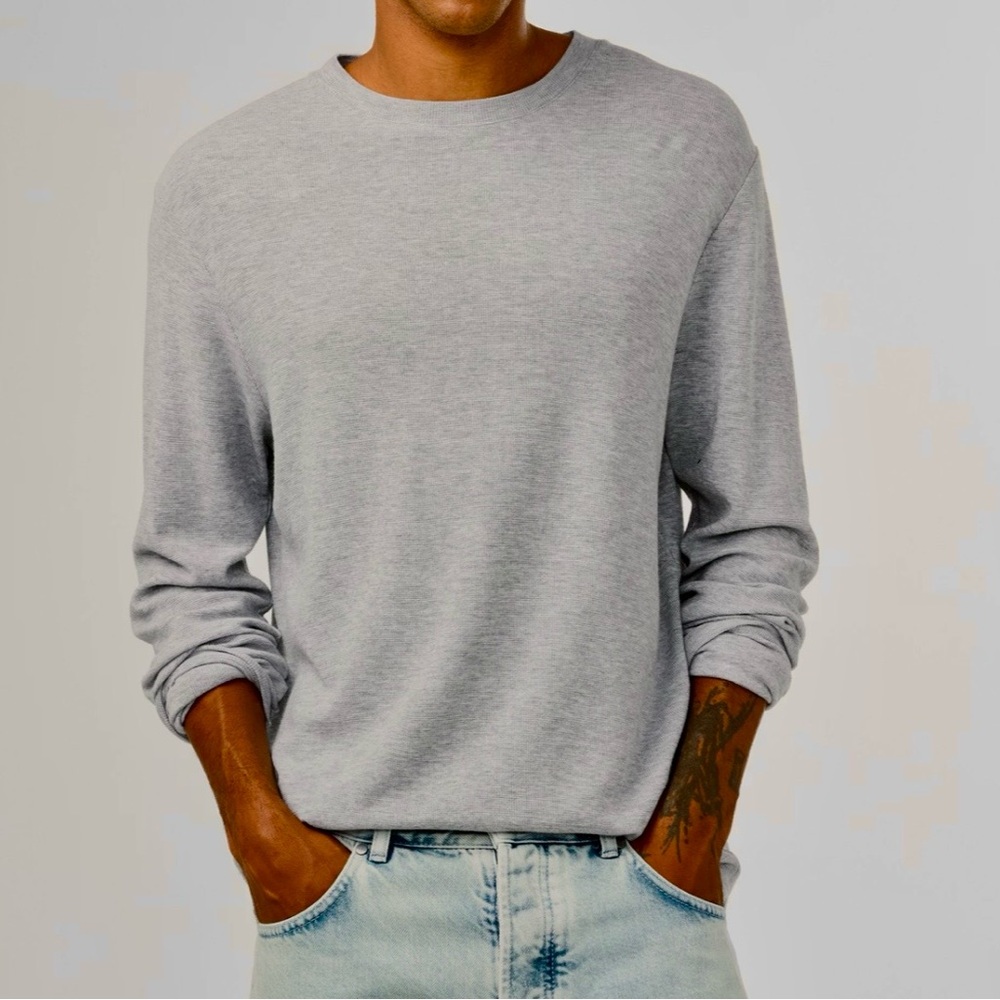 NN07 Mens Clive XL Grey Waffle Knit Long Sleeve T-Shirt Thermal Base Layer EUC